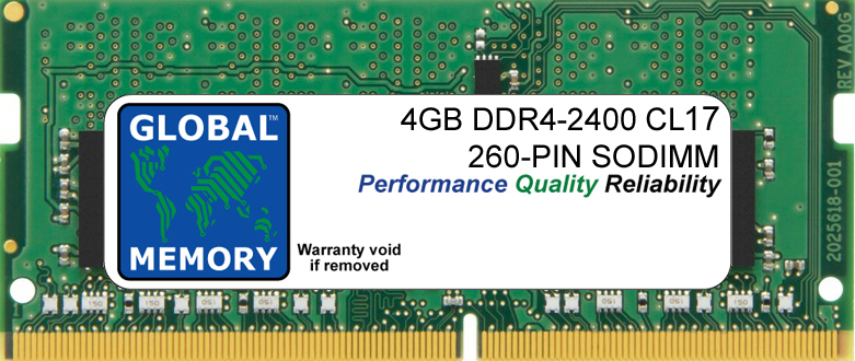 4GB DDR4 2400MHz PC4-19200 260-PIN SODIMM MEMORY RAM FOR LAPTOPS/NOTEBOOKS